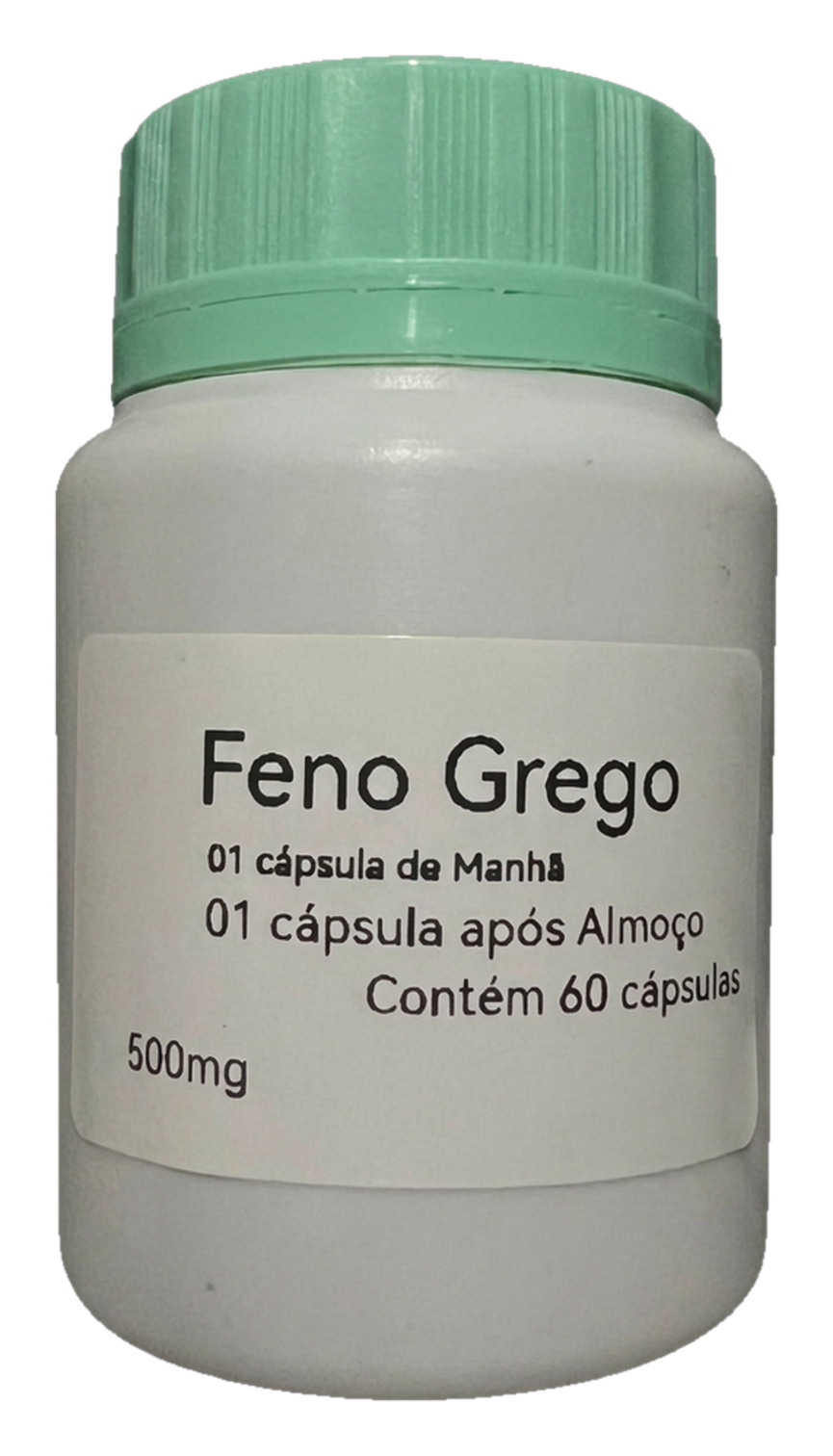 Pote de Feno Grego — suplemento natural em cápsulas
