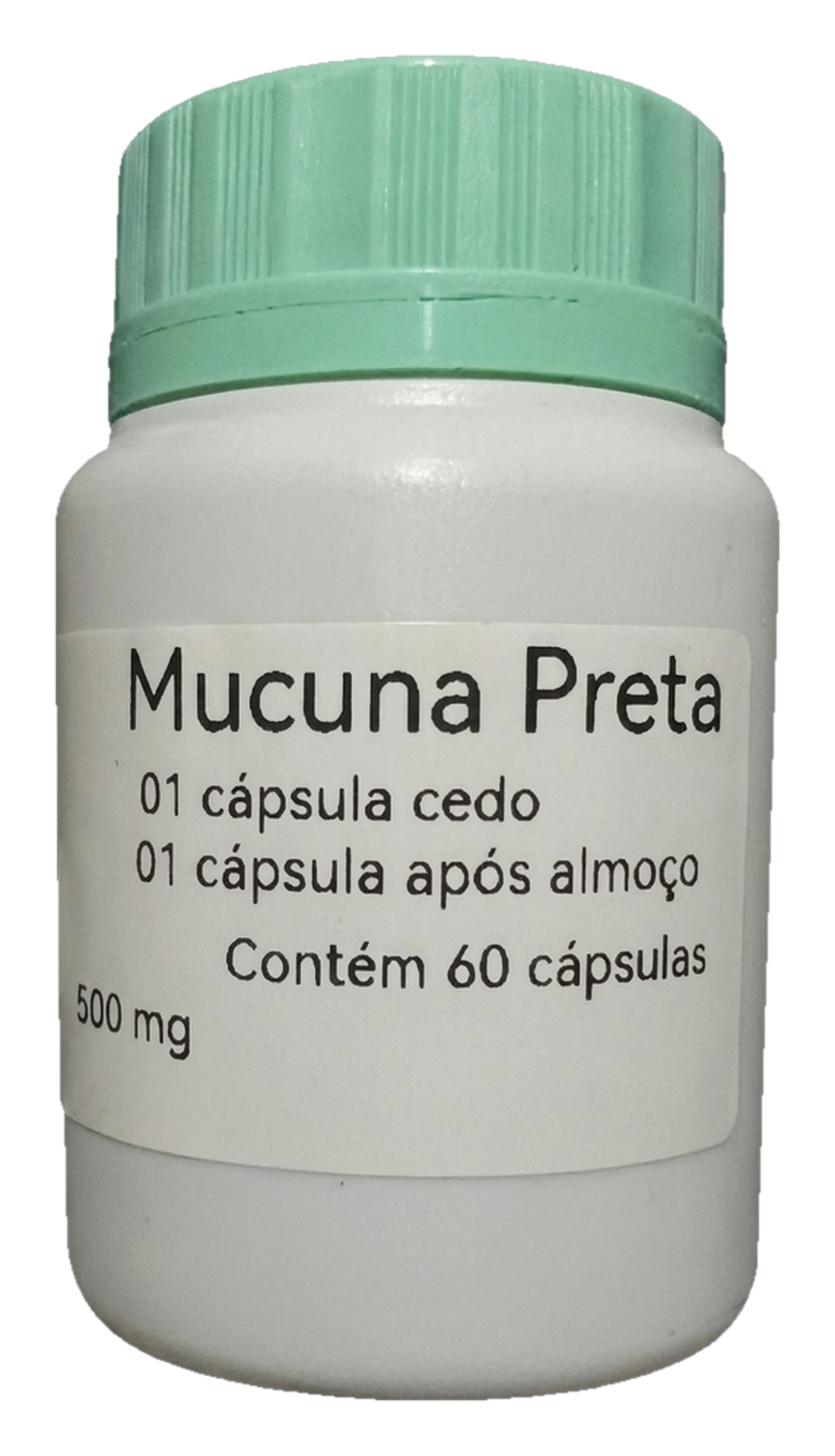 Pote de Mucuna Preta — suplemento natural em cápsulas