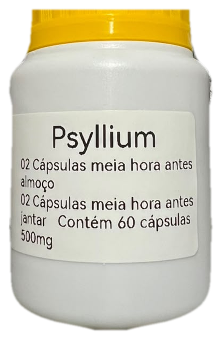 Pote de Psyllium — suplemento natural em cápsulas